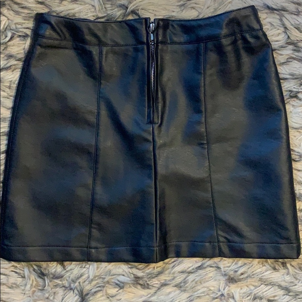 Black vegan leather mini skirt
